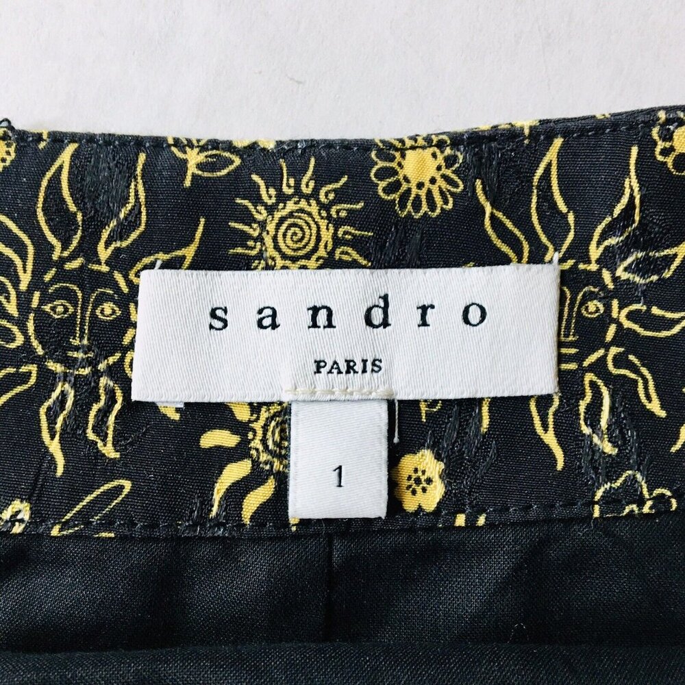 SANDRO WOMENS NOIR GRIS CERISE FLORAL-PRINT WOVEN MINI SKIRT‎ SMALL BLACK - Picture 9 of 11